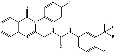 N-[4-Chloro-3-(trifluoromethyl)phenyl]-N'-[[3-(4-fluorophenyl)-3,4-dihydro-4-oxo-2-quinazolinyl]methyl]urea 结构式