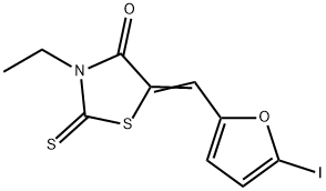 (Z)-3-乙基-5-((5-碘呋喃-2-基)亚甲基)-2-硫代噻唑烷-4-酮 结构式