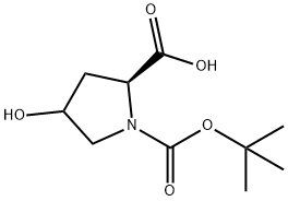 (2S)-1-(叔丁氧基羰基)-4-羟基吡咯烷-2-羧酸 结构式