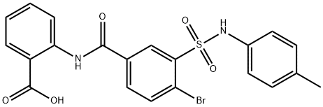 2-(4-broMo-3-(N-p-tolylsulfaMoyl)benzaMido)benzoic acid 结构式