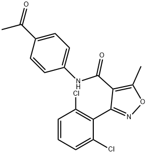 N-(4-乙酰苯基)-3-(2,6-二氯苯基)-5-甲基异噁唑-4-甲酰胺 结构式