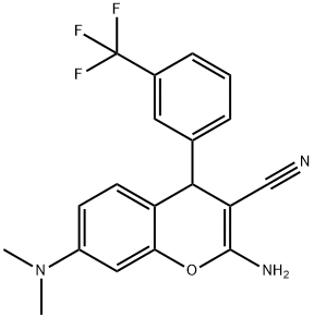 2-氨基-7-(二甲基氨基)-4-(3-(三氟甲基)苯基)-4H-苯并吡喃-3-甲腈 结构式