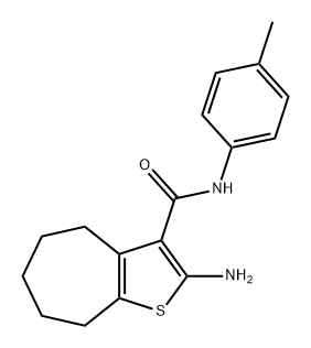 2-AMINO-N-(4-METHYLPHENYL)-5,6,7,8-TETRAHYDRO-4H-CYCLOHEPTA[B]THIOPHENE-3-CARBOXAMIDE 结构式