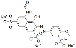 trisodium 5-(acetylamino)-3-[(4-ethoxy-3-sulphonatophenyl)azo]-4-hydroxynaphthalene-2,7-disulphonate 结构式