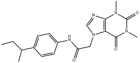 N-(4-(仲丁基)苯基)-2-(1,3-二甲基-2,6-二氧代-2,3-二氢-1H-嘌呤-7(6H)-基)乙酰胺 结构式