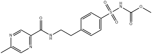 N-[4-[BETA-(5-甲基吡嗪-2-甲酰氨基)乙基]苯磺酰基]氨基甲酸甲酯 结构式