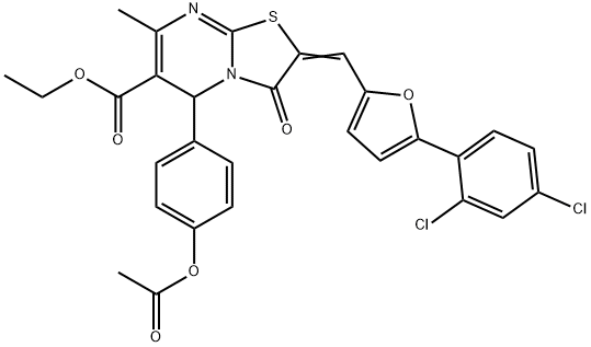 ETHYL(2E)-5-[4-(ACETYLOXY)PHENYL]-2-{[5-(2,4-DICHLOROPHENYL)-2-FURYL]METHYLENE}-7-METHYL-3-OXO-2,3-DIHYDRO-5H-[1,3]THIAZOLO[3,2-A]PYRIMIDINE-6-CARBOXYLATE