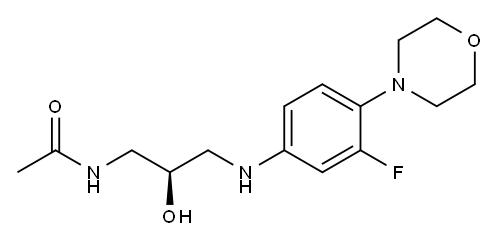 N-[(2R)-3-[[3-氟-4-（4-吗啉基）苯基]氨基]-2-羟丙基]乙酰胺 结构式