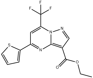 7-三氟甲基-5-(噻吩-2-基)吡唑并[1,5-A]嘧啶-3-羧酸乙酯 结构式