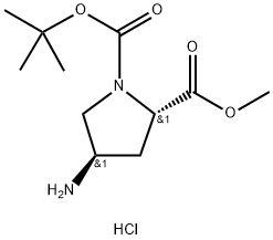 N-Boc-反式-4-氨基-L-脯氨酸甲酯盐酸盐 结构式