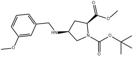 (2S,4S)-4-[[(3-Methoxyphenyl)Methyl]aMino]-1,2-pyrrolidinedicarboxylic Acid 1-(1,1-DiMethylethyl) 2-Methyl Ester 结构式