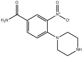 3-硝基-4-(哌嗪-1-基)苯甲酰胺 结构式