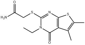 2-[(3-ethyl-5,6-dimethyl-4-oxo-3,4-dihydrothieno[2,3-d]pyrimidin-2-yl)sulfanyl]acetamide 结构式