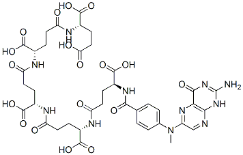 (2S)-2-[[(4S)-4-[[(4S)-4-[[(4S)-4-[[(4S)-4-[[4-[(2-amino-4-oxo-1H-pteridin-6-yl)methylamino]benzoyl]amino]-4-carboxy-butanoyl]amino]-4-carboxy-butanoyl]amino]-4-carboxy-butanoyl]amino]-4-carboxy-butanoyl]amino]pentanedioic acid 结构式