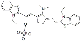 11-DIMETHYLAMINO-3,3'-DIETHYL-10,12-ETHYLENETHIATRICARBOCYANINE PERCHLORATE 结构式