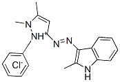 2,3-dimethyl-5-[(2-methyl-1H-indol-3-yl)azo]-1-phenyl-1H-pyrazolium chloride 结构式