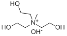 三(2-羟乙基)甲基氢氧化铵(45-50%的水溶液)(含稳定剂甲氧基氢醌) 结构式