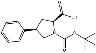 (2S,4R)-N-叔丁氧羰基-4-苯基吡咯烷-2-甲酸 结构式