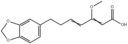 3-Methoxy-7-[3,4-(methylenebisoxy)phenyl]-2,4-heptadienoic acid 结构式