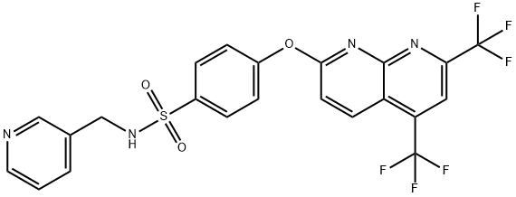 Benzenesulfonamide, 4-[[5,7-bis(trifluoromethyl)-1,8-naphthyridin-2-yl]oxy]-N-(3-pyridinylmethyl)- (9CI) 结构式