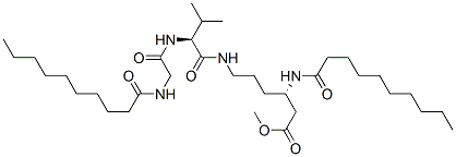 (S)-3-(Decanoylamino)-6-[[N-(N-decanoylglycyl)-L-valyl]amino]hexanoic acid methyl ester 结构式