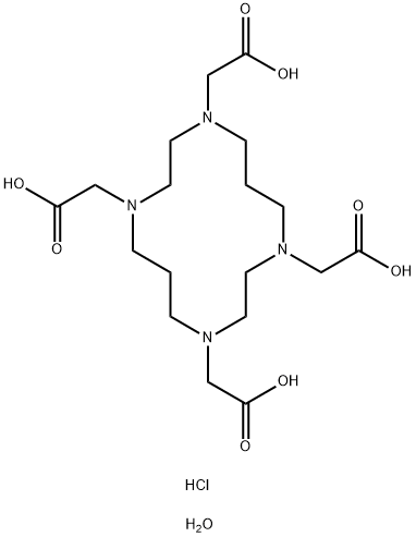 1,4,8,11-四氮杂环十四烷-1,4,8,11-四乙酸 四盐酸盐 水合物 结构式