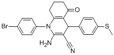 2-amino-1-(4-bromophenyl)-4-[4-(methylsulfanyl)phenyl]-5-oxo-1,4,5,6,7,8-hexahydro-3-quinolinecarbonitrile 结构式