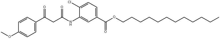 2'-氯-5'-十二烷氧羰基-2-(4-甲氧苯甲酰基)乙酰苯胺 结构式