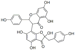 3-[2,3-Dihydro-2,4,6-trihydroxy-2-[(4-hydroxyphenyl)methyl]-3-oxobenzofuran-7-yl]-2,3-dihydro-5,7-dihydroxy-2-(4-hydroxyphenyl)-4H-1-benzopyran-4-one 结构式