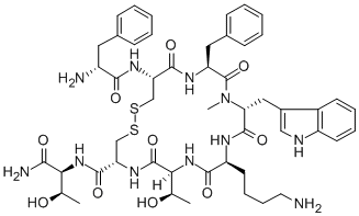(D-PHE5,CYS6·11,N-ME-D-TRP8)-SOMATOSTATIN-14 (5-12) AMIDE 结构式