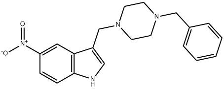 5-Nitro-3-[[4-(phenylmethyl)-1-piperazinyl]methyl]-1H-indole 结构式