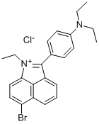 6-溴-2-[4-(二乙氨基)苯基]-1-乙基苯并[C,D]氯化吲哚翁盐 结构式