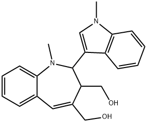 2,3-Dihydro-1-methyl-2-(1-methyl-1H-indol-3-yl)-1H-1-benzazepine-3,4-dimethanol 结构式