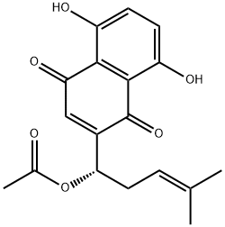 5,8-Dihydroxy-2-[(S)-1-acetoxy-4-methyl-3-pentenyl]-1,4-naphthalenedione 结构式