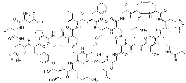 ASP-THR-HIS-PHE-PRO-ILE-CYS-ILE-PHE-CYS-CYS-GLY-CYS-CYS-HIS-ARG-SER-LYS-CYS-GLY-MET-CYS-CYS-LYS-THR 结构式