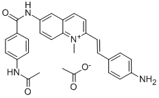 6-(p-Acetamidobenzamido)-2-(p-aminostyryl)-1-methylquinolinium acetate 结构式