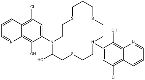 4,10-BIS(5-CHLORO-8-HYDROXY-7-QUINOLINYL)-1,7,13-TRITHIA-4,10-DIAZACYCLOHEXADECAN-9-OL 结构式