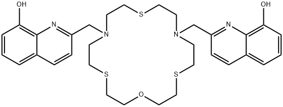 2,2'-[1-OXA-4,10,16-TRITHIA-7,13-DIAZACYCLOOCTADECANE-7,13-DIYLBIS(METHYLENE)]BIS-8-QUINOLINOL 结构式