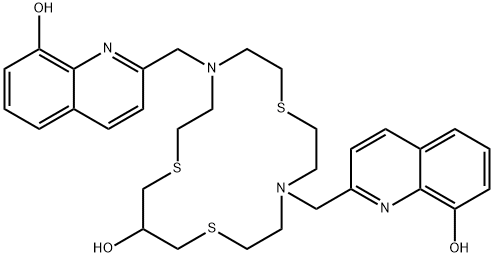 4,10-BIS[(8-HYDROXY-2-QUINOLINYL)METHYL]-1,7,13-TRITHIA-4,10-DIAZACYCLOHEXADECAN-15-OL 结构式