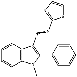 1-methyl-2-phenyl-3-(thiazol-2-ylazo)-1H-indole 结构式