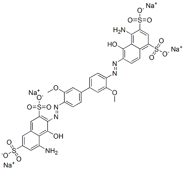 4-Amino-6-[[4'-[(8-amino-1-hydroxy-3,6-disulfo-2-naphthalenyl)azo]-3,3'-dimethoxy[1,1'-biphenyl]-4-yl]azo]-5-hydroxy-1,3-naphthalenedisulfonic acid tetrasodium salt 结构式