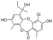 4-Chloro-3,8-dihydroxy-6-(1-hydroxy-1-methylpropyl)-1,9-dimethyl-11H-dibenzo[b,e][1,4]dioxepin-11-one 结构式