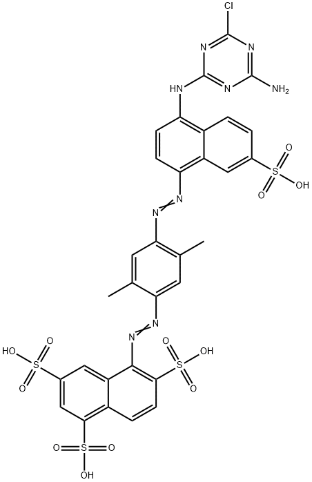 5-[[4-[[4-[(4-amino-6-chloro-1,3,5-triazin-2-yl)amino]-7-sulpho-1-naphthyl]azo]-2,5-xylyl]azo]naphthalene-1,3,6-trisulphonic acid 结构式