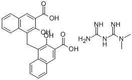 4,4'-methylenebis[3-hydroxy-2-naphthoic] acid, compound with 1,1-dimethylbiguanide (1:2) 结构式