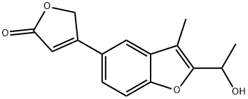 4-(2-(1-羟基乙基)-3-甲基苯并呋喃-5-基)呋喃-2(5H)-酮 结构式