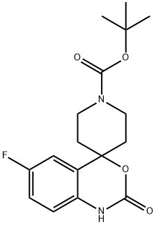 6-氟-1,2-二氢-2-氧代螺[4H-3,1-苯并恶嗪-4,4'-哌啶]-1'-羧酸叔丁酯 结构式