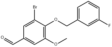 3-溴-4-[(3-氟苄基)氧基]-5-甲氧基苯甲醛 结构式