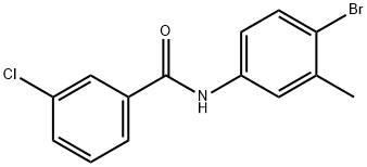 N-(4-溴-3-甲基苯)-3-氯苯甲酰胺 结构式