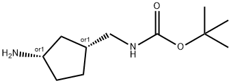 Carbamic acid, [[(1R,3S)-3-aminocyclopentyl]methyl]-, 1,1-dimethylethyl ester, 结构式