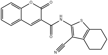 N-(3-cyano-4,5,6,7-tetrahydro-1-benzothien-2-yl)-2-oxo-2H-chromene-3-carboxamide 结构式